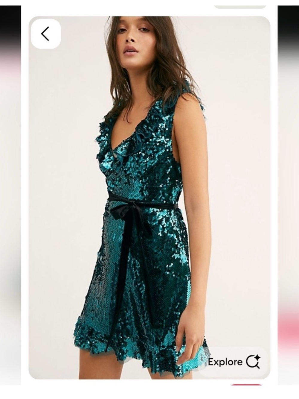 Free People Emerald Sequin Ruffle Mini Dress